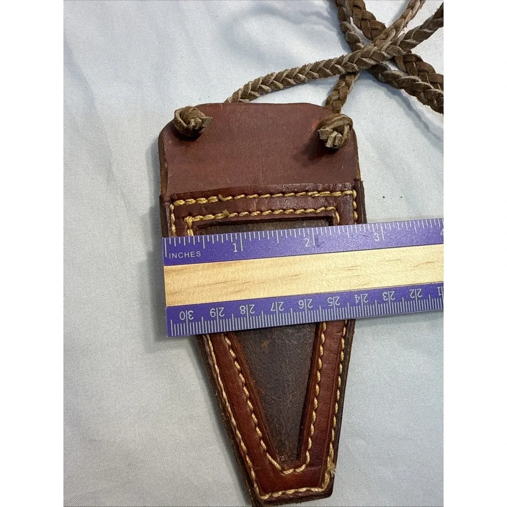 Vintage Handcrafted Leather Neck Sheath Holster Tool Case with Braided Strap